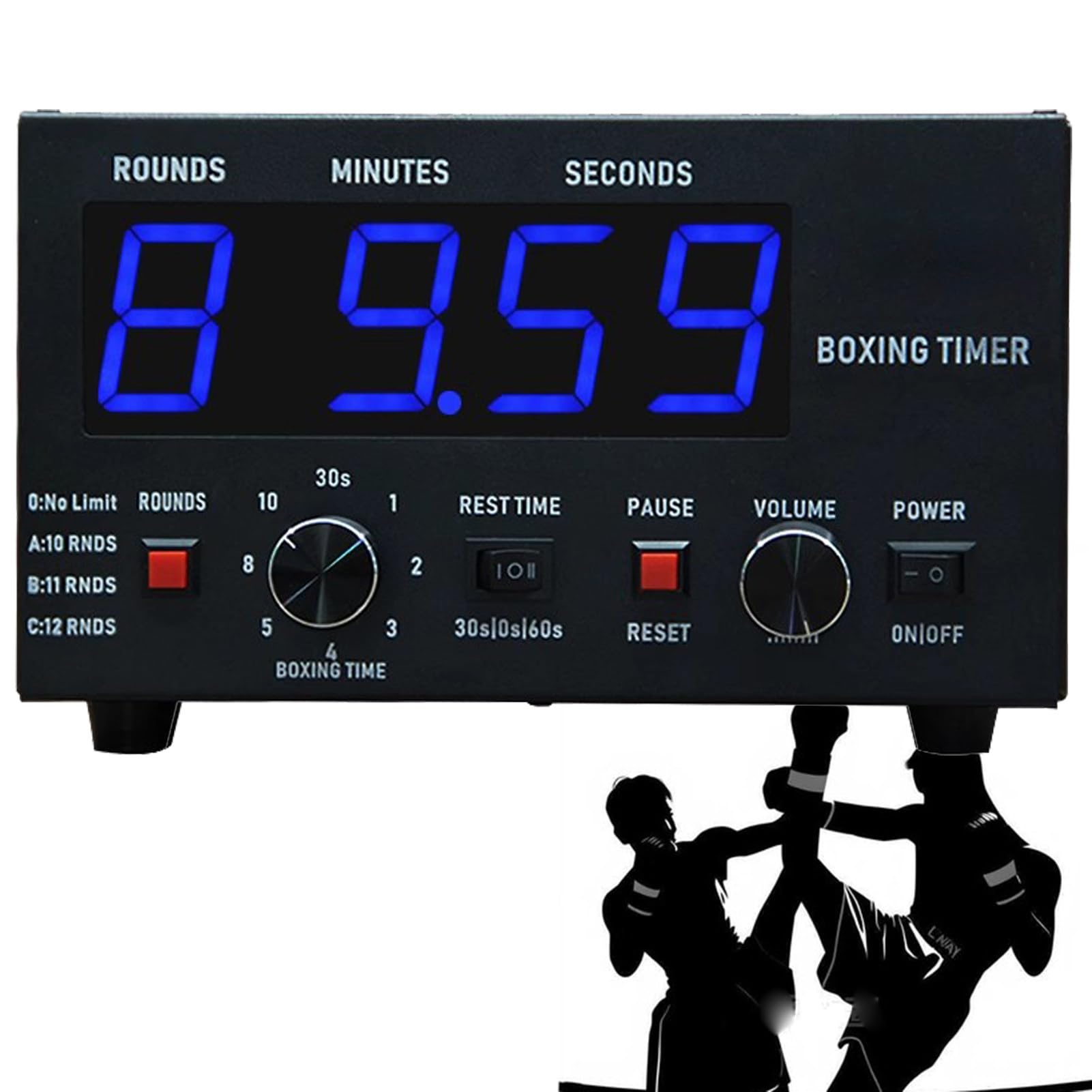 Minuteur de boxe programmable intervalle training HIIT horloge LED rounds et repos réglables