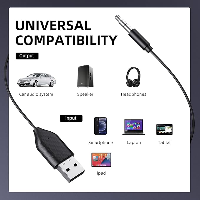 Adaptador Bluetooth 5.2 Smof Aux a 3.5mm con Micrófono para Auto y Hogar miniatura 3