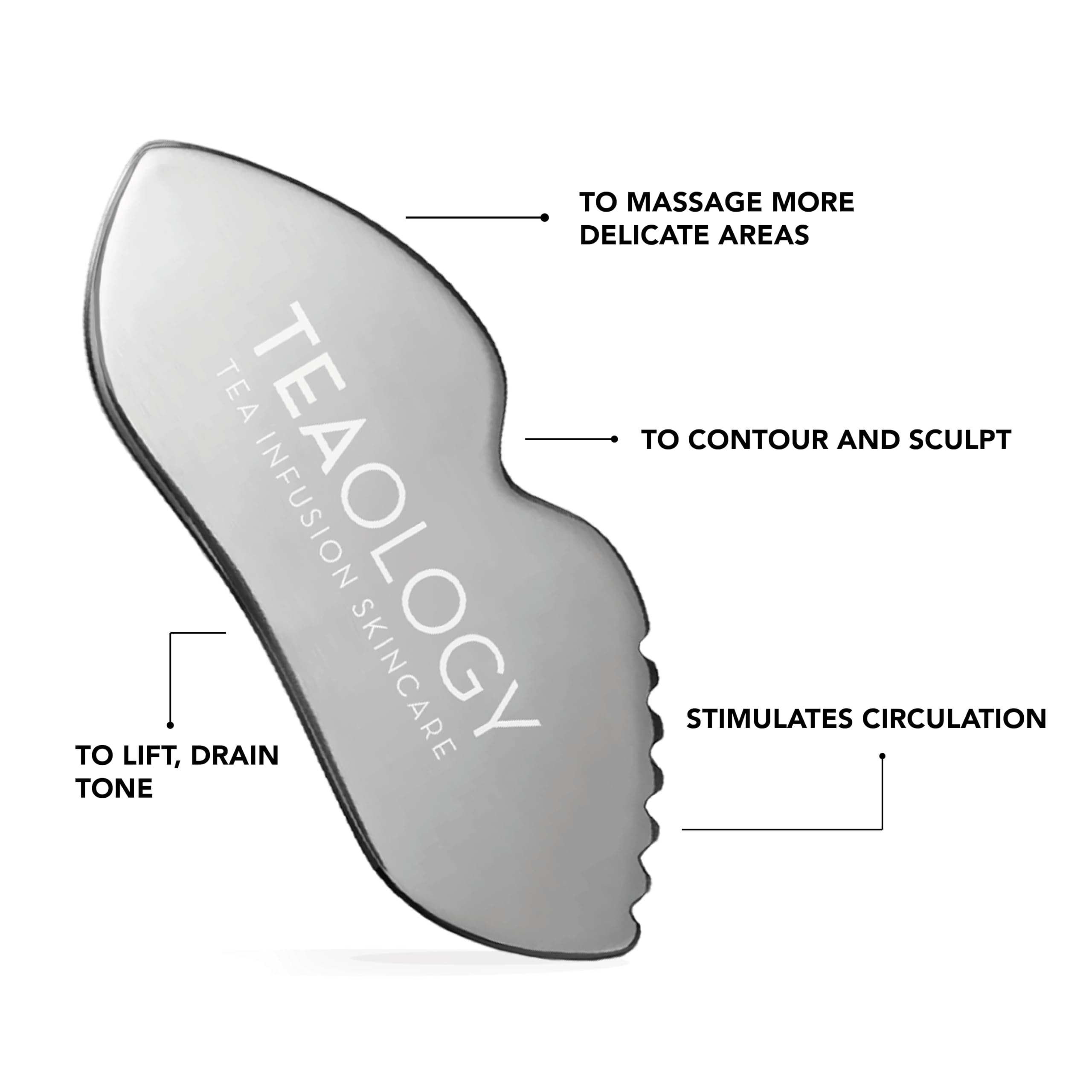 Teaology Gua Sha Sculpting+Contouring Tool I Massagestool zur Reduzierung von Schwellungen, Lymphdrainage und Gesichtsverspannungen I aus Edelstahl