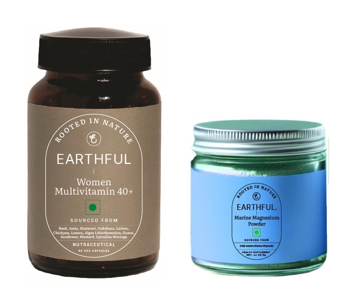 Earthful Multivitamin for Women 40 Plus and Marine Magnesium Powder Combo Menopause Support Sleep Stress Relief Bone Health Plant Based 60 Capsules and 46.5g Powder-image-22