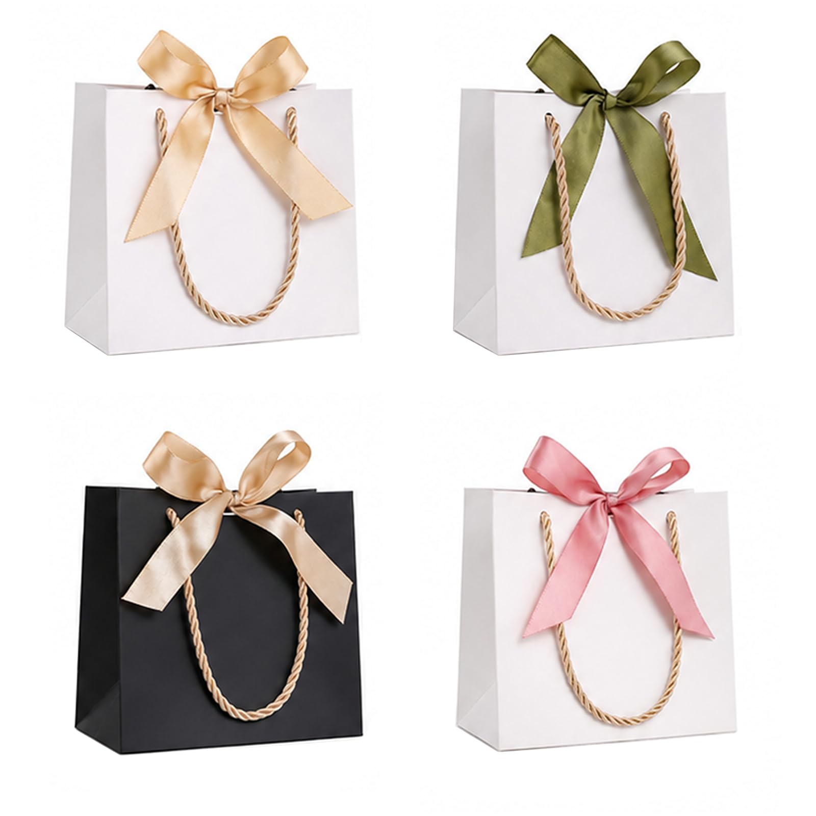 Shensuii Mini Gift Bags with Handles Ribbons, 4 Pcs 14× 6× 12cm