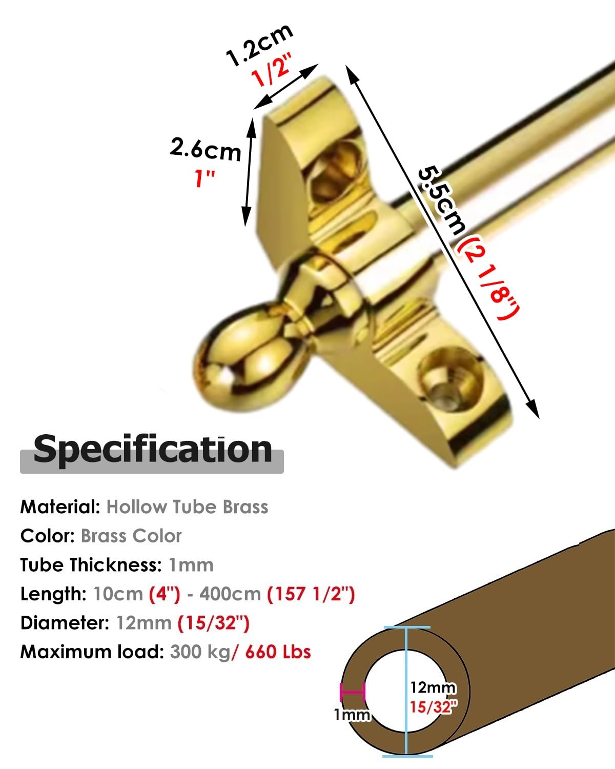 HeavyDu Teppichstäbe, feste Stufe, 110 cm, für Zuhause und Büro, ideale Unterstützung für Teppichläufer, 1 Stück