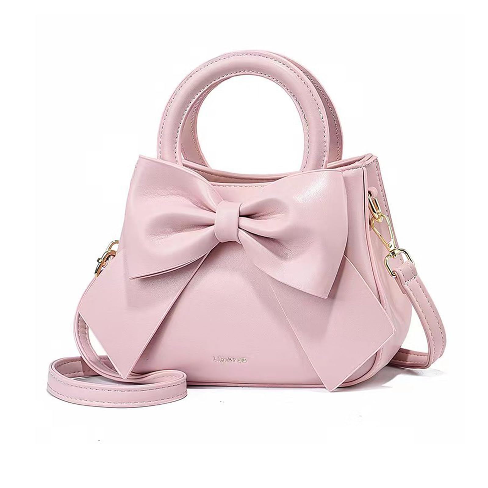 NICOLE & DORIS Bolso de Mujer de Mano Pequeños Bolso Bandolera Bolso Niñas Lindo Bolso de Mensajero Bolso Hombro de Cuero PU Bolsos con Pajarita Rosa