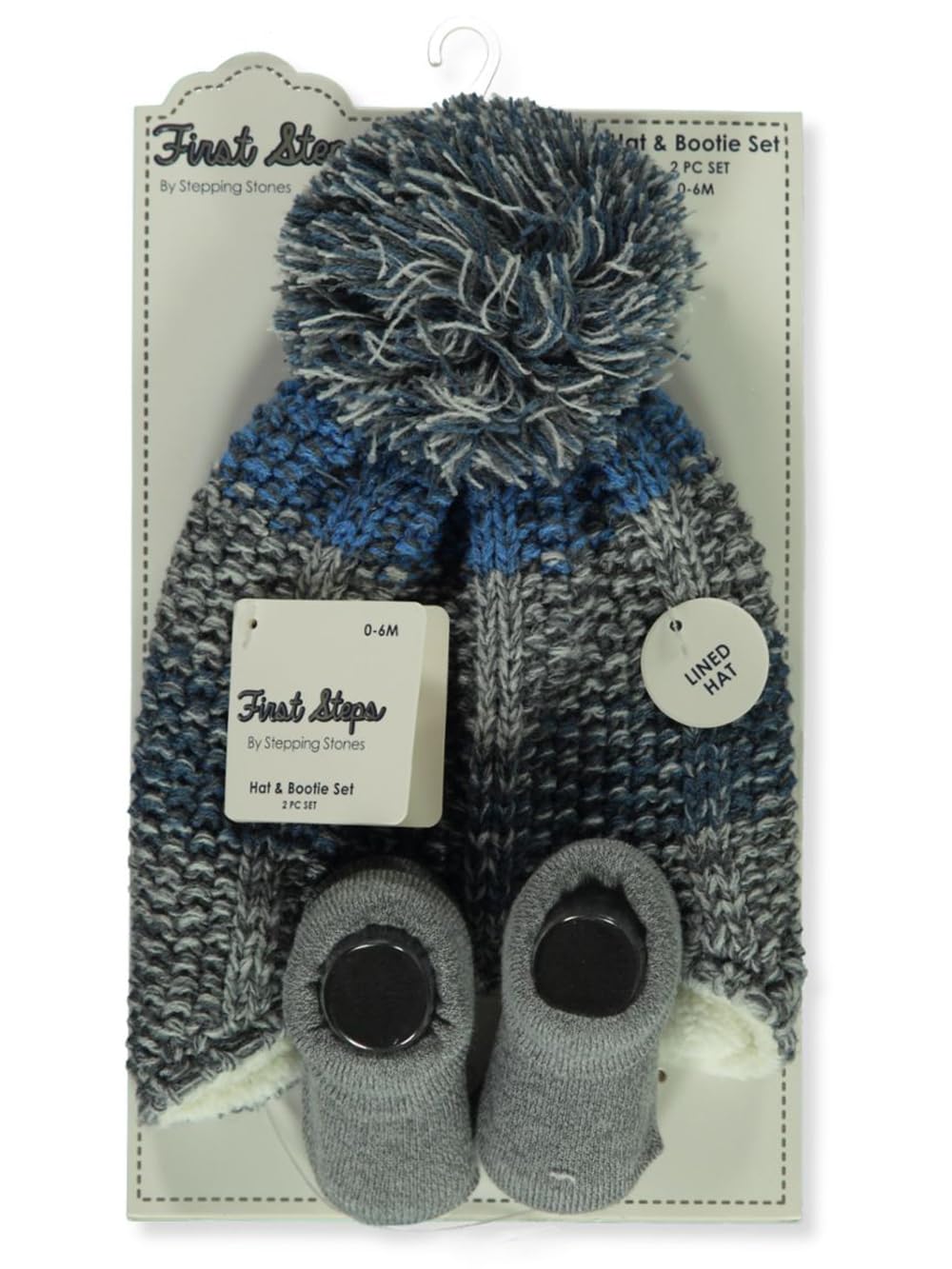 First Steps Baby Boys' 2-Piece Hat & Booties Set - blue, 0-6 months
