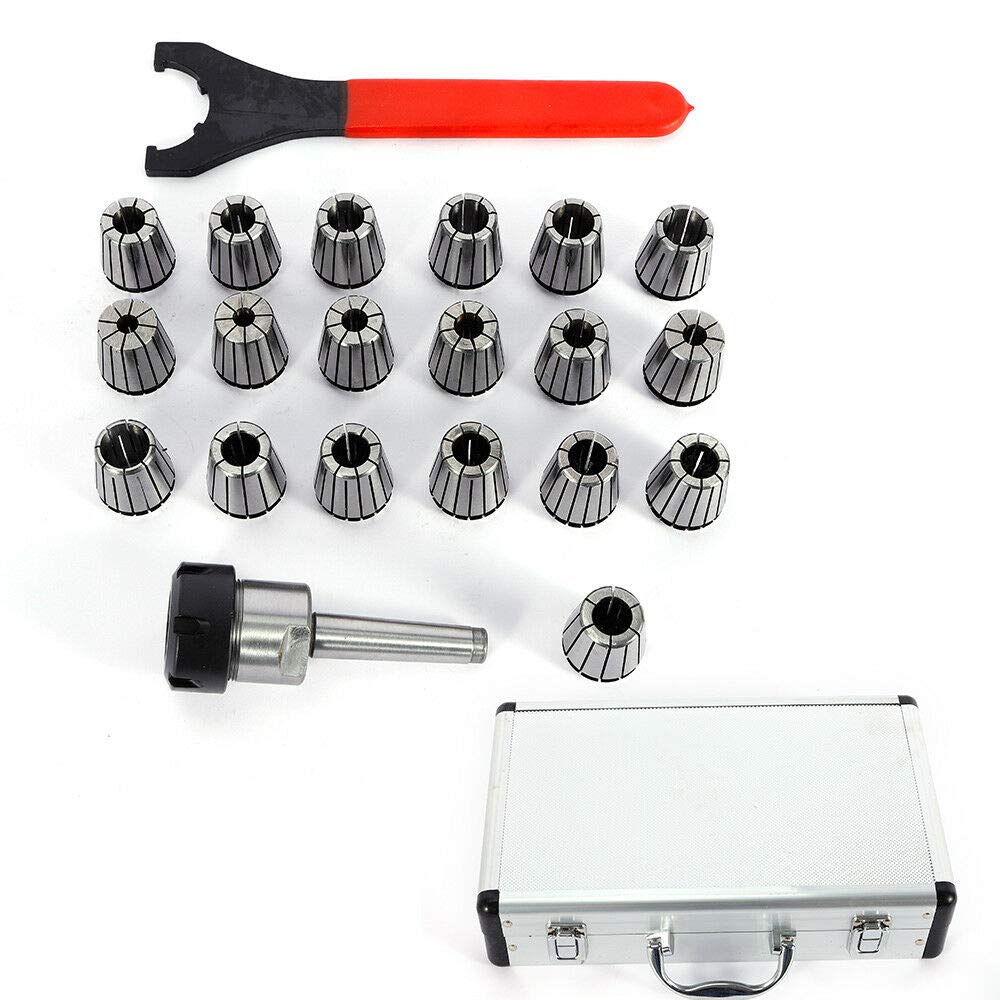 OUKANING Prazision Mt2 Er32 M10 Lot de 21 pinces de serrage 1-20 mm avec étui en acier allié pour Tour, Fraiseuse