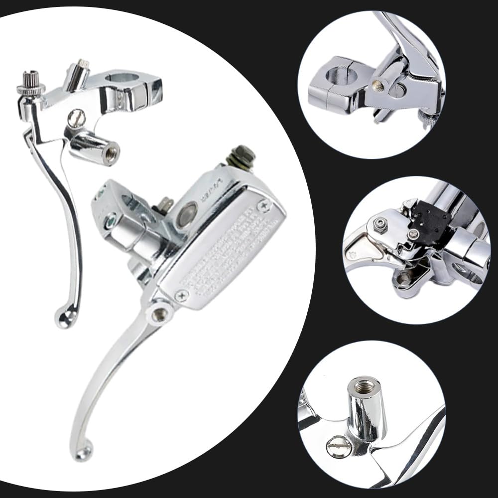 Baceyong Moto 25 mm Levier de maître-cylindre de frein et d'embrayage hydraulique Ensemble de poignées de moto Compatible avec la plupart des motos Chrome
