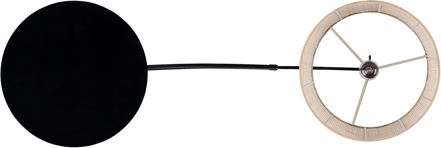 Canarm Merritt 1-Light Floor Lamp, Bohemian 82-Inch Matte Black Finish with Natural Rattan Shade, 3-Way Socket Switch for Living Room and Bedroom Lighting