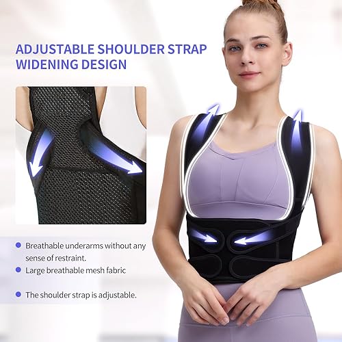 Miniatura 2 de Fit Geno Corrector de postura de espalda para mujeres y hombres, enderezador de hombro, soporte completo ajustable, alivio del dolor de espalda