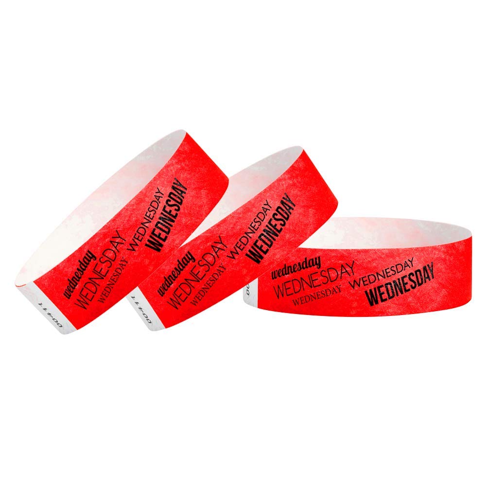 Wednesday Neon Red - Wristco 3/4" Tyvek Wristbands - 500 Ct.