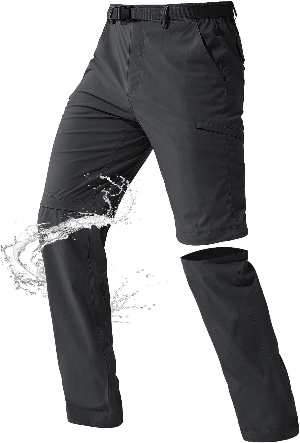 Men's Outdoor Cargo Hiking Pants with Belt Lightweight Waterproof Quick Dry Tactical Pants Nylon Spandex