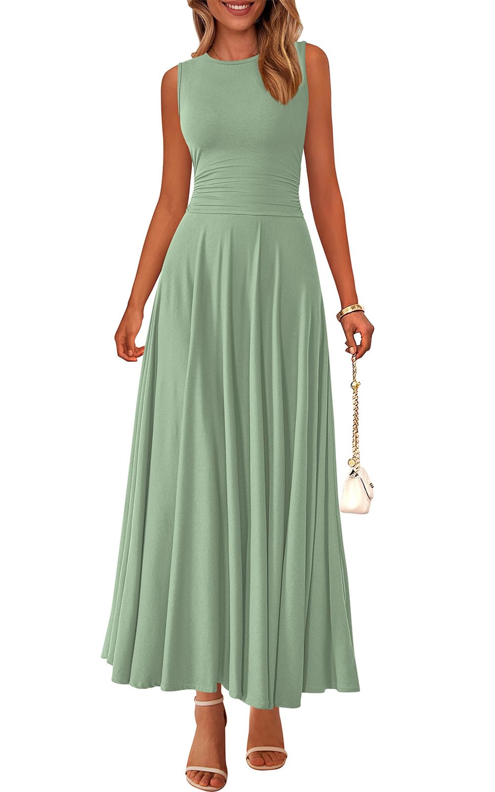 PRETTYGARDEN Womens Sleeveless Summer Dresses 2026 Flowy Aline Maxi Dress