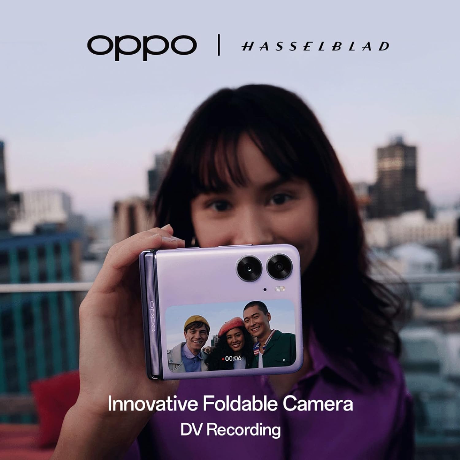 OPPO Find N2 Flip folded, showing its compact form factor