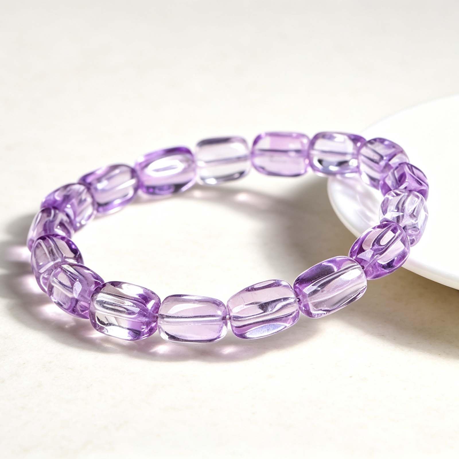 Pulsera de Cuentas de Tubo de Forma Libre facetada de Amatista