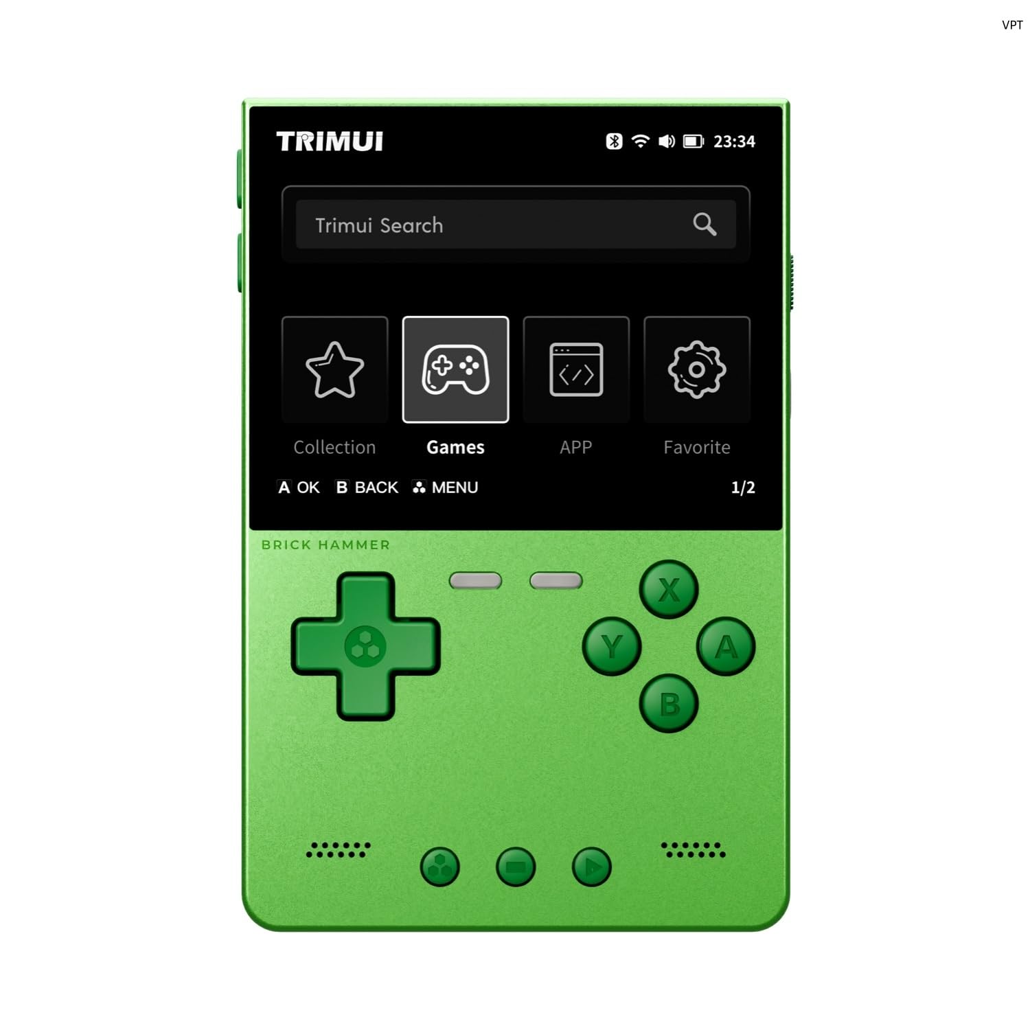 TRIMUI Brick Hammer Handheld Game Console, Mini Game Player with 3.2 inch IPS Screen, Portable Video Game Console with Built-in 64G TF Card (Green 64G