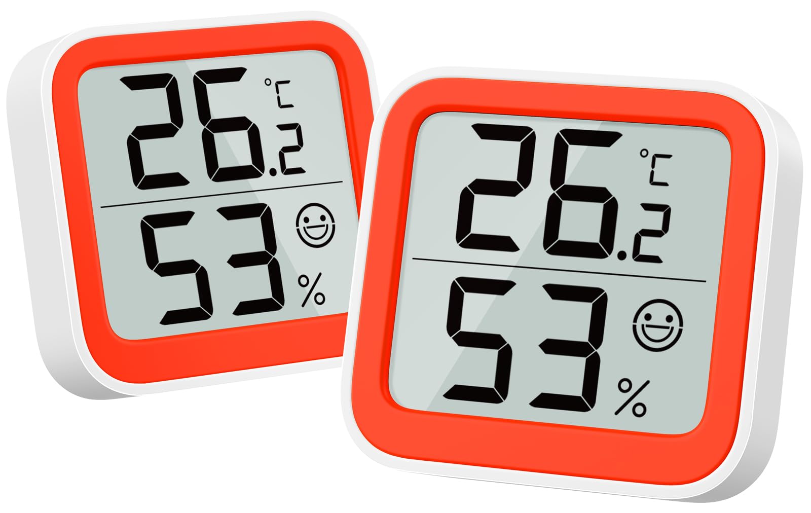 NOKLEAD Termometro Misuratore di umidità Interno Mini igrometro Monitor Dispositivo di misurazione della temperatura ambiente,Arancia(2)
