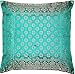 Ruwado Wzór kwiatowy 40 x 40 cm | 16 x 16 cali - ręcznie tkana i ręcznie wykonana indyjska jedwabna poduszka dekoracyjna, poszewka na poduszkę, poszewka na poduszkę, poszewka na poduszkę - turkusowo-zielony.