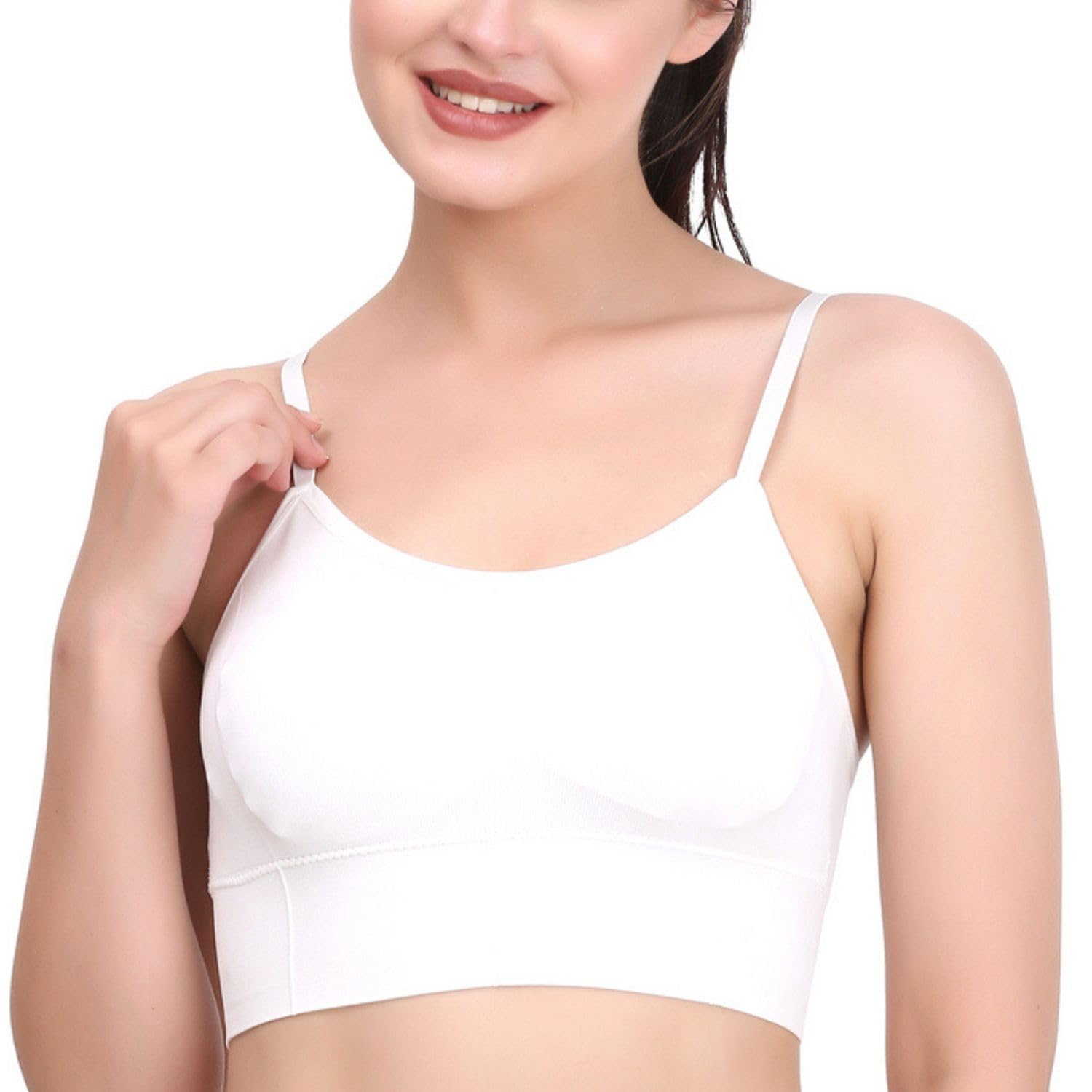 zuvairiya store Women's Cotton Sports Bra Breathable Lightly Padded Non Wired Full Coverage Seamless Adjustable Straps Camisole Tank Top for Workout, Fitness, Gym, Yoga-picture-33