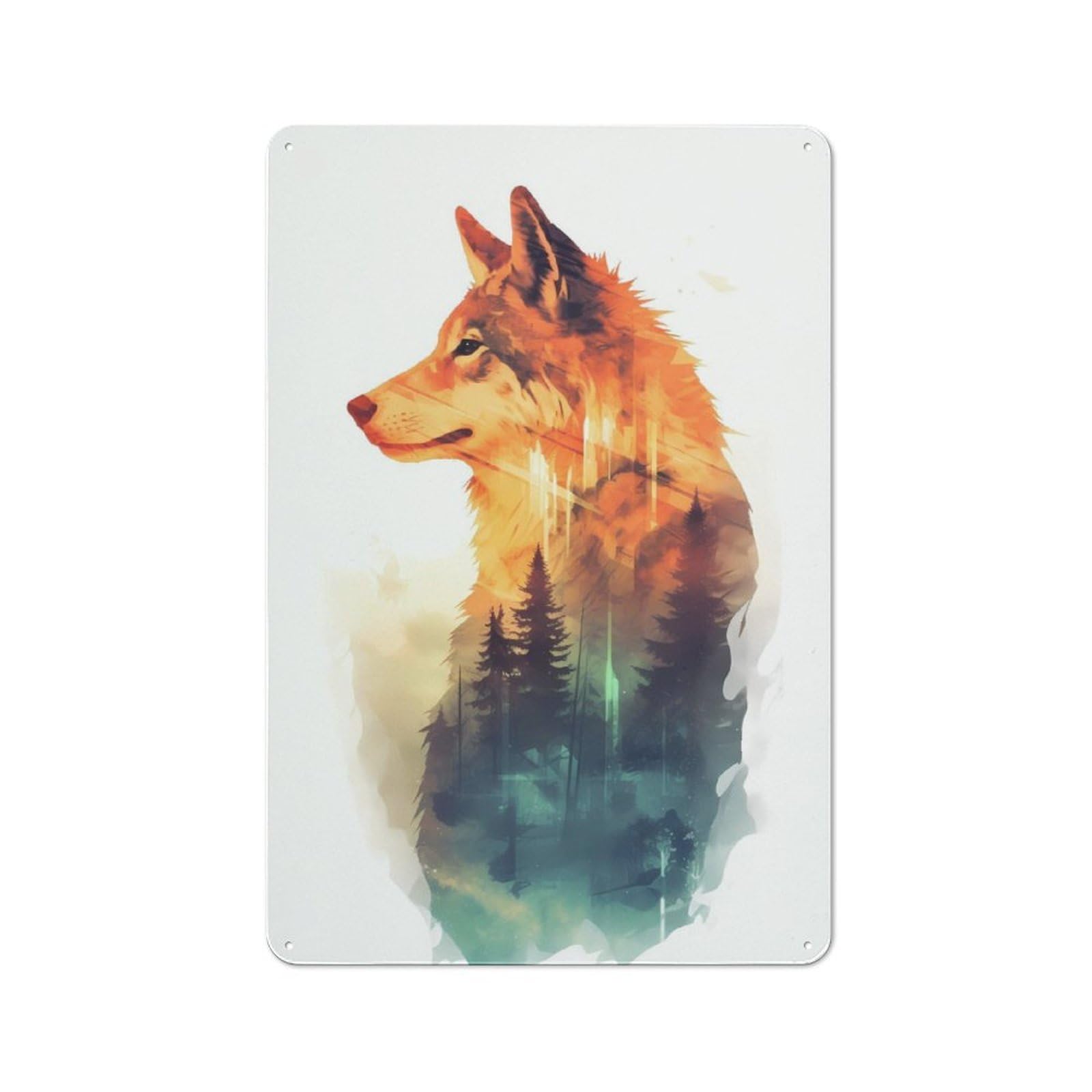 Junmoney Wolf Exposure Art 30X20cm Retro Metal Sign With For Café Or Restaurant, For Collectors Decorating Cafés And Restaurants