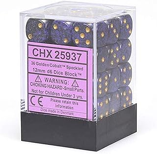 DND Dice Set-Chessex D&D Dice-12mm Speckled Golden Cobalt Plastic Polyhedral Dice Set-Dungeons and Dragons Dice Includes 36 Dice â€“ D6, (CHX25937)