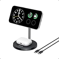 Anker Caricatore Wireless iPhone 15W Supporto di Ricarica Regolabile 2 in 1 con Cavo USB