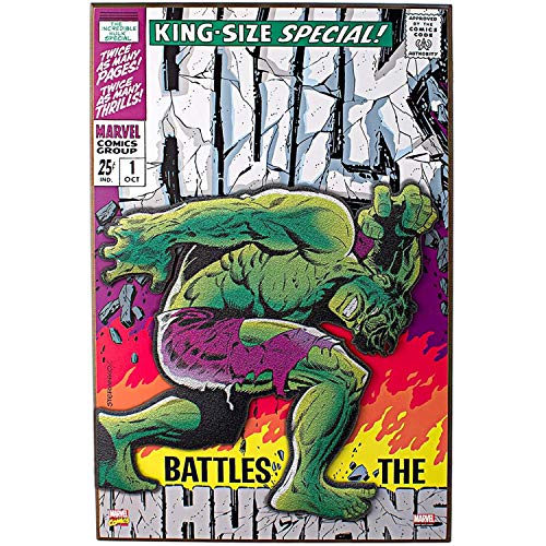 Silver Buffalo Marvel Hulk Battles the Inhumans 3-D Wood Wall Art, 13 x 19 inches, Multicolored