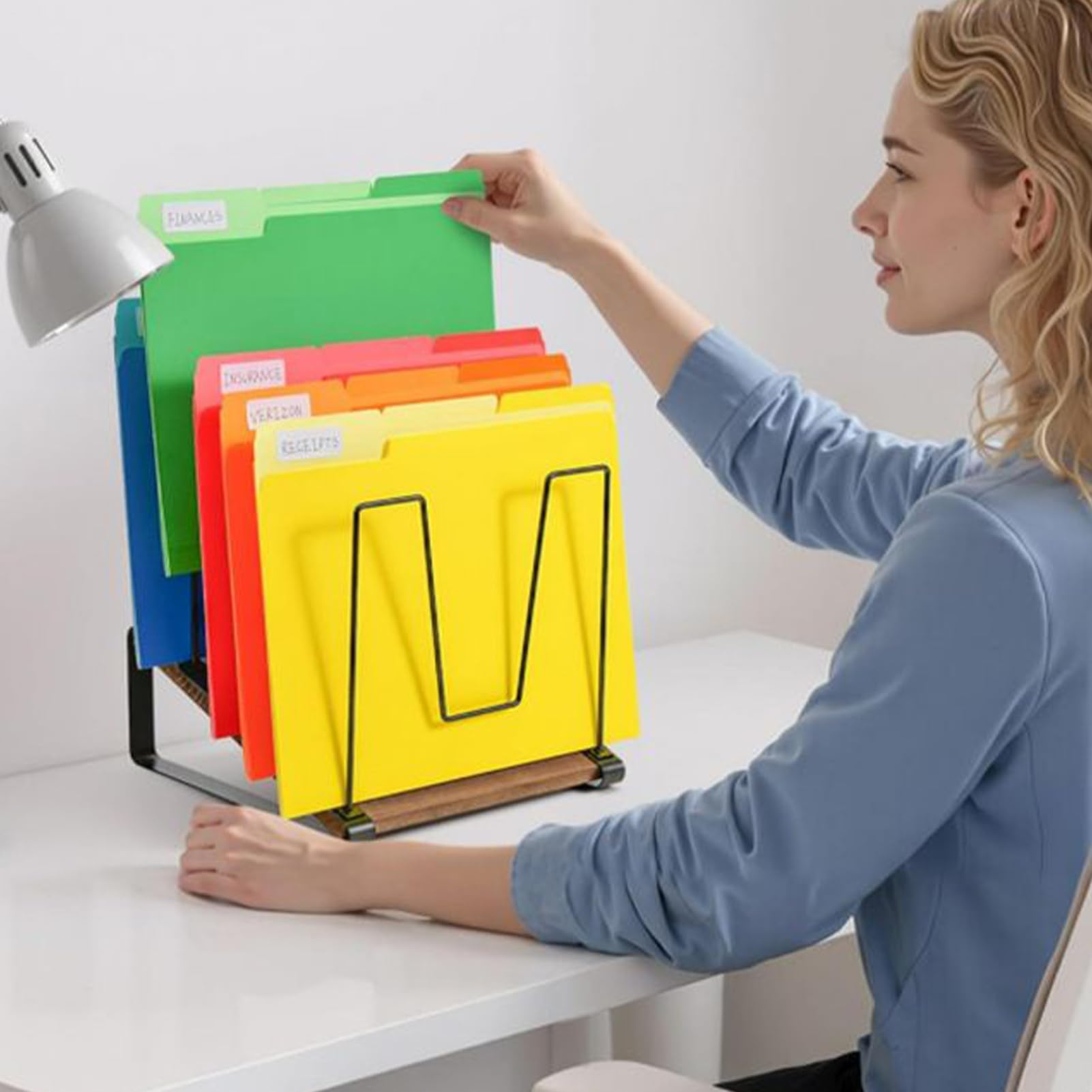 Schreibtisch-Aktenhalter, geneigter Papierbriefhalter, Dokumentensortierregal für Frauen, Studenten, Lehrer, Zuhause, Büro, Schule, Klassenzimmer, Arbeitszimmer, Schreibtischzubehör