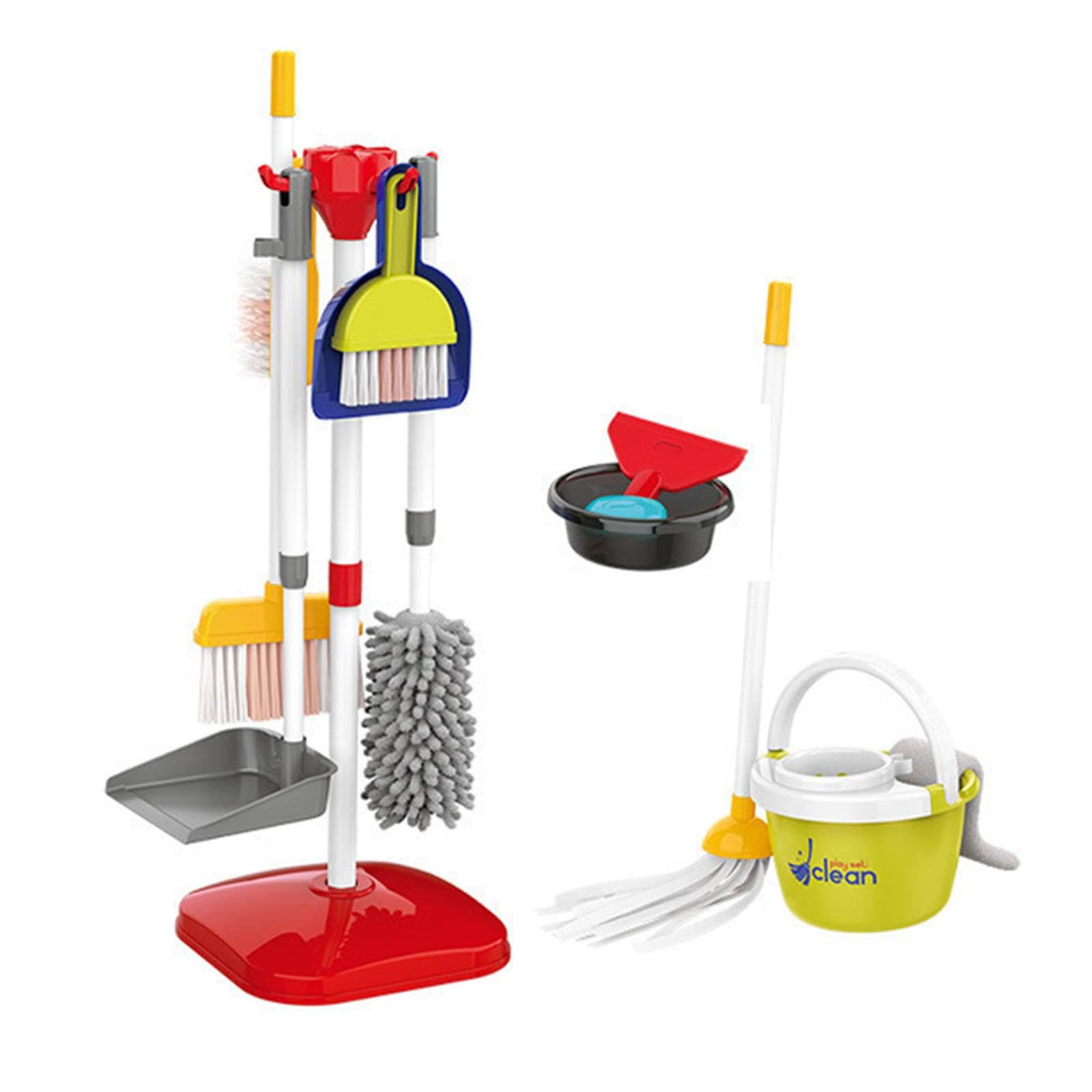 18 Pezzi Set Pulizie Giocattolo per Bambini con Scopa Paletta Spazzola Mop Attrezzi Educativi per Sviluppo Domestica Adatti a, 18 Pollici