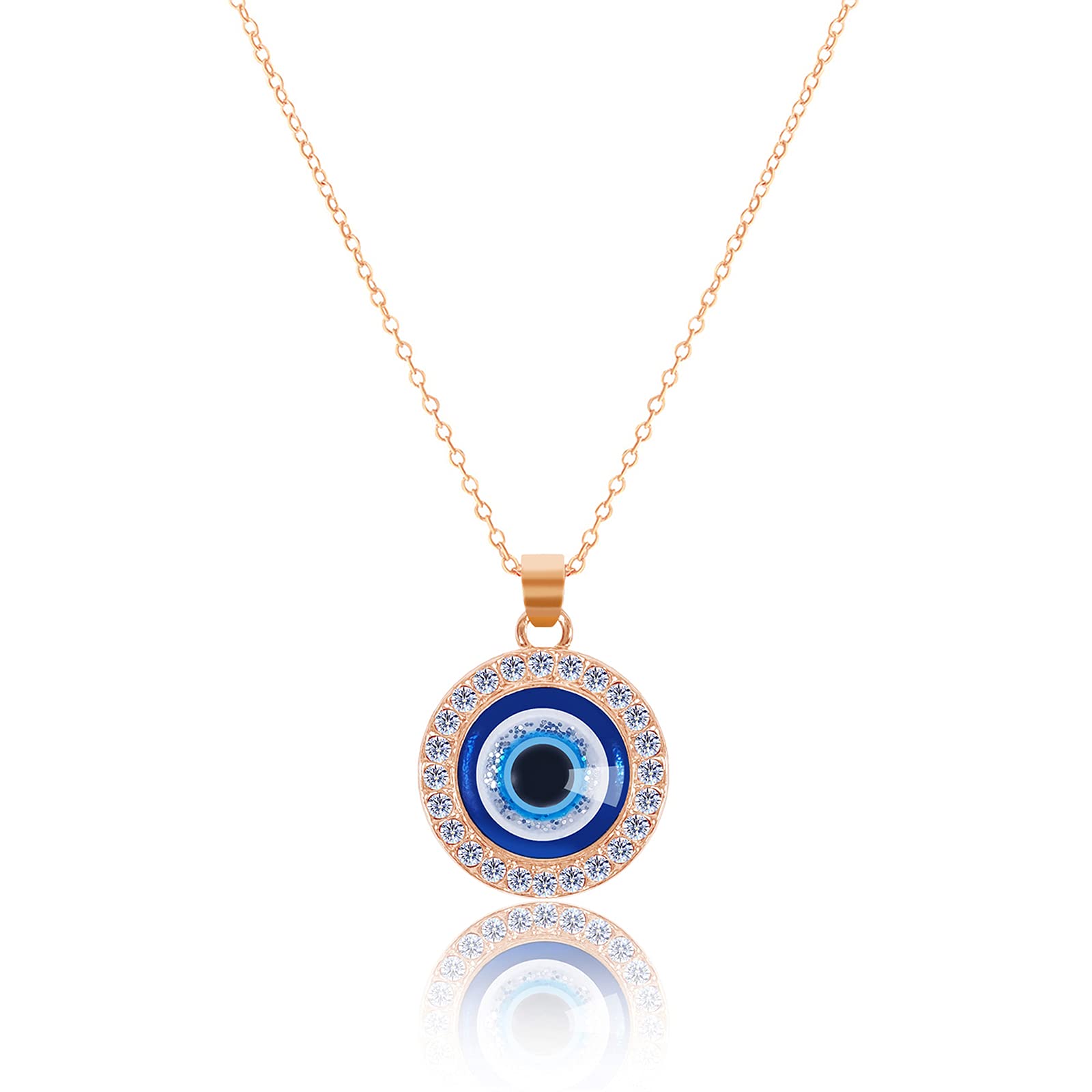 VIBILIAEvil Eye Necklace Third Blue Eyes Amulet Pendant Dainty Ojo Gold Chain Necklace Kabbalah Protection Adjustable Fashion Jewelry Gift for Women and Girls
