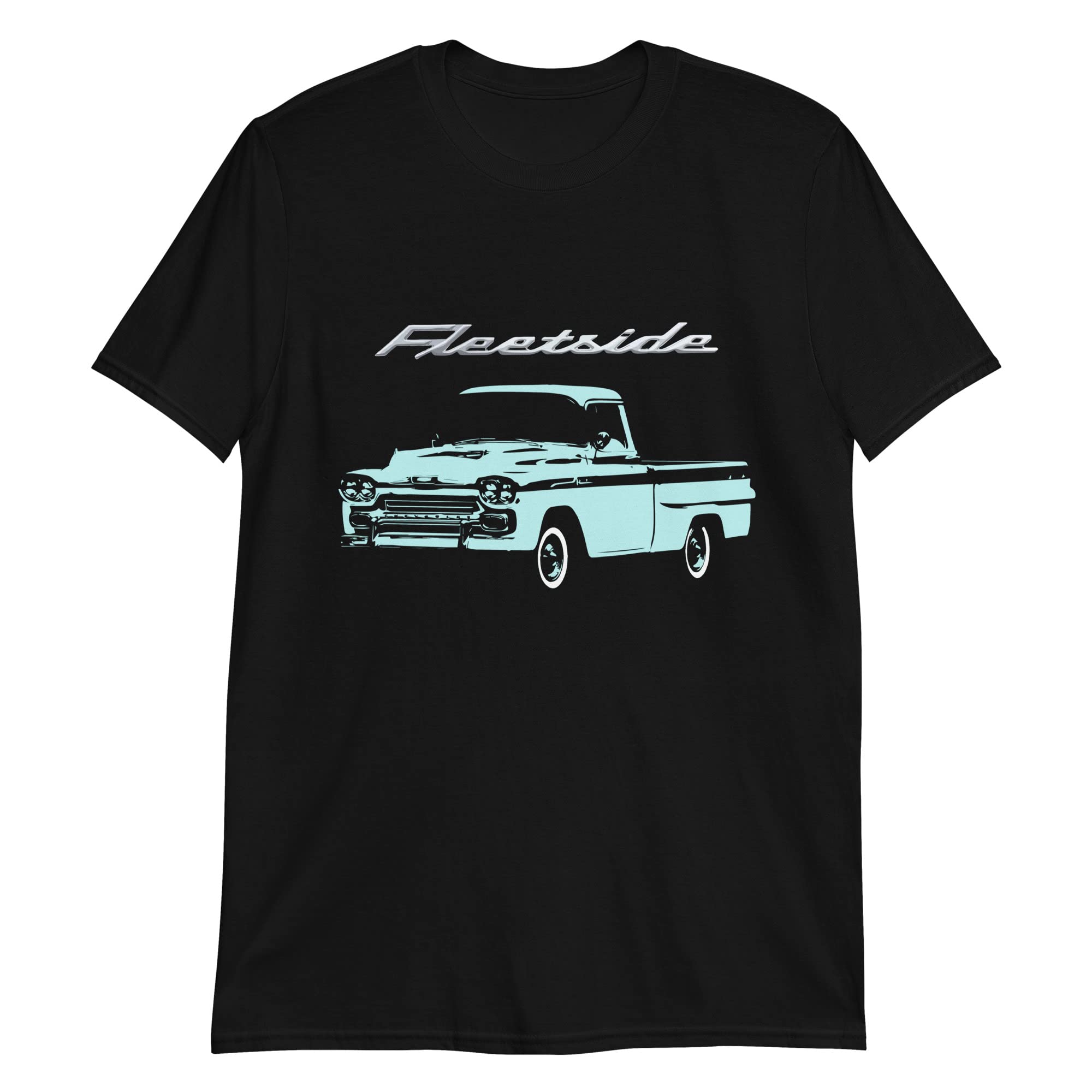 1958 Chevy Apache Fleetside Antique Pickup Truck Custom Short-Sleeve T-Shirt Black