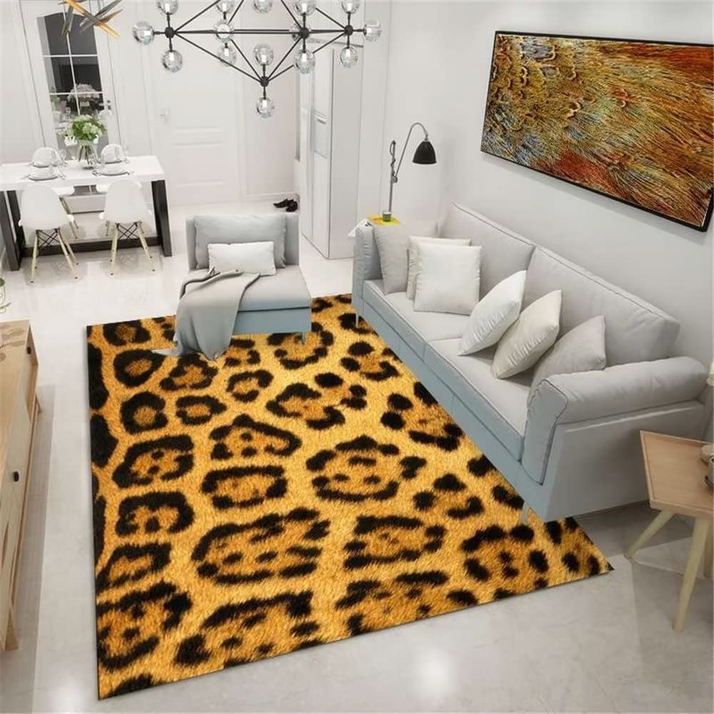 Tapis de salon motif léopard minimaliste pour une déco chambre ado