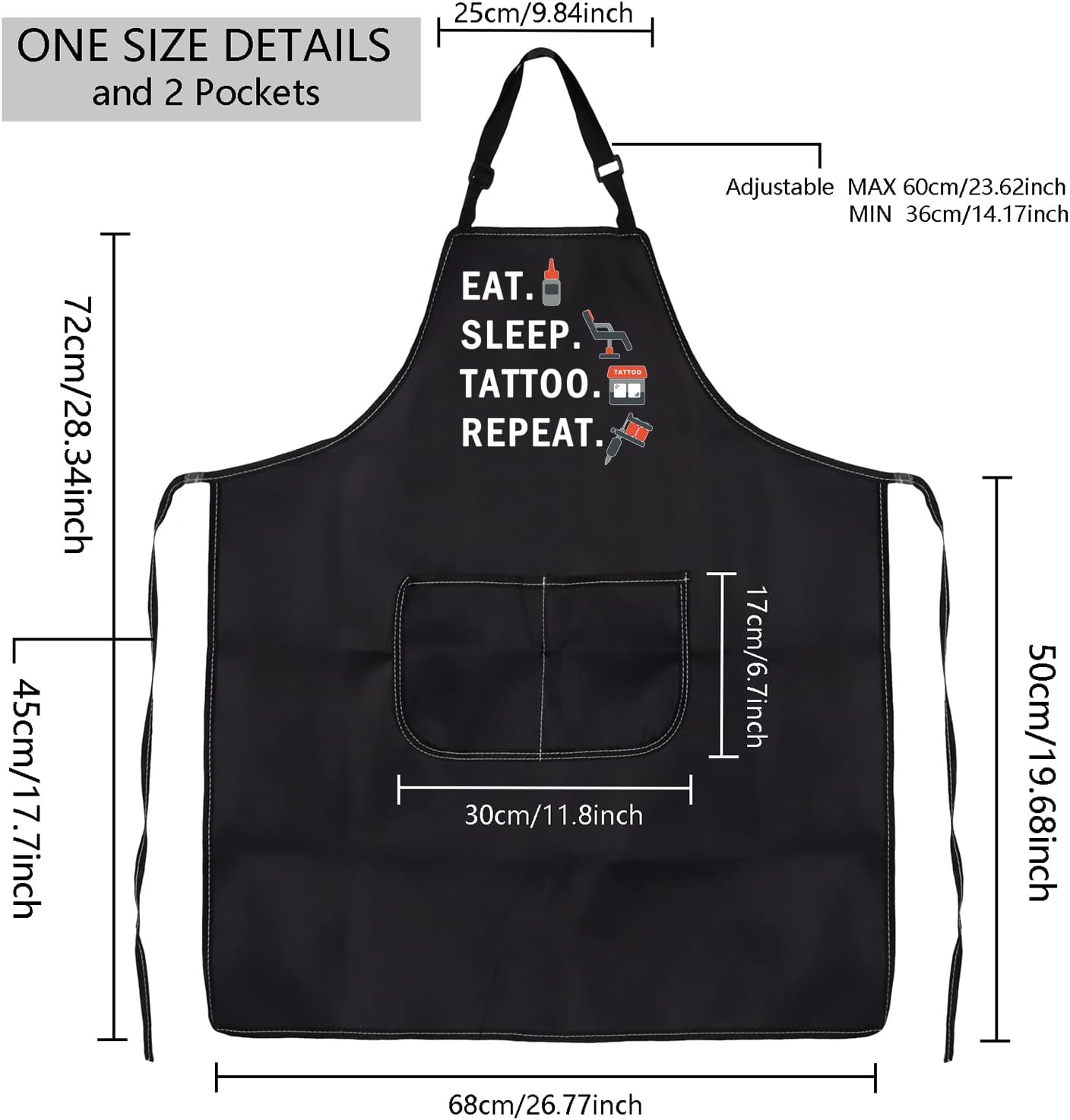 Tattoo Apron Tattoo Artist Gift Funny Eat Sleep Tattoo Repeat Tattooing Apron Tattoo Gift for Tattoo Lover Tattoo Master Gift - Image 2