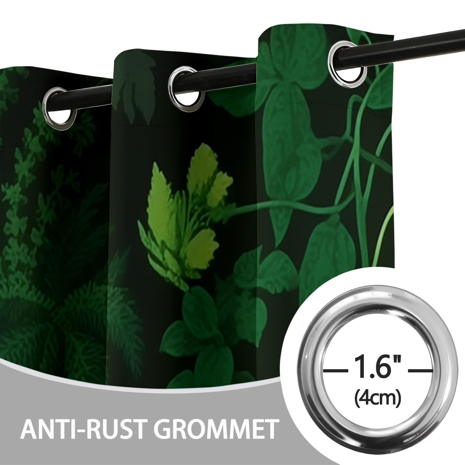 Vorhänge Dunkelgrün, Verdunkelungsvorhang 2er Set - Vorhang Blickdicht Blumenranken, Thermovorhang für Deko Wohnzimmer Schlafzimmer, Gardinen mit Ösen 214x91.5cm(HxB)