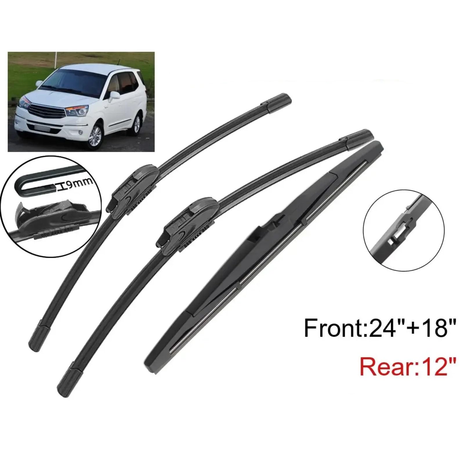 Kit Actualización Escobillas Limpiaparabrisas Piezas De Coche Compatible Con SSangyong Para Stavic 2013 2014 2015 Reemplazo De Parabrisas Limpiaparabrisas Coche(4Front)