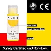 Vista 3 de MEEDEN Basic Acrylic Paint Set: 6 Colors Acrylic Paint Bottles 2oz / 60ml - Professional Fluid Non-Toxic - Art Paints for Canvas Crafts Wood