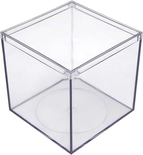 Miniatura 9 de Juego de 6 cajas de acrílico con tapas, 3.44 pulgadas cuadradas x 4.5 pulgadas de alto, fabricadas en Estados Unidos, vitrina transparente para