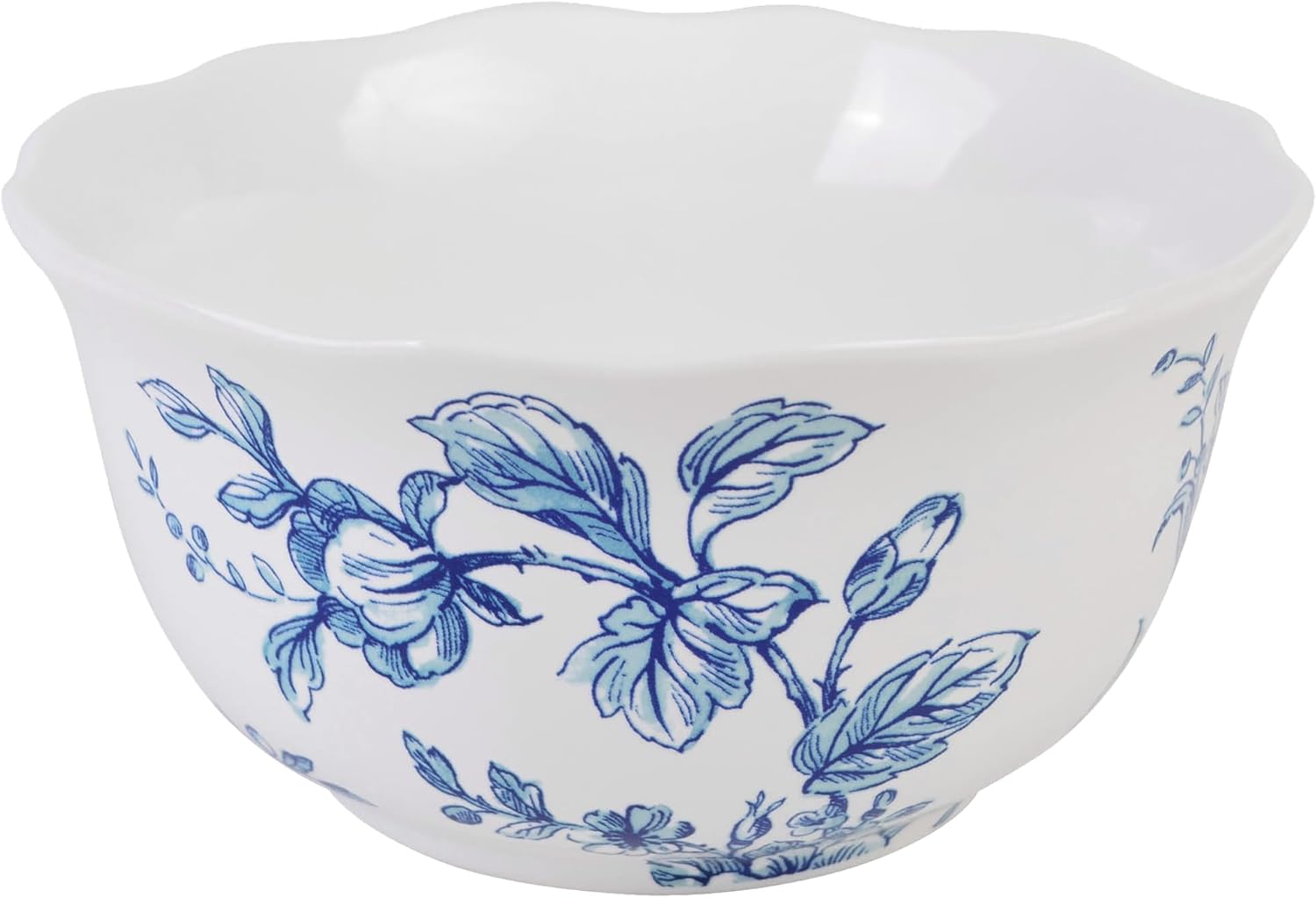 222 Fifth 12-Piece Porcelain Dinnerware Set for 4, White & Blue Plates and Bowls Set, Glossy Ceramic Dish Set with Beautiful Floral Design, Elegant Kitchen Dishes, Microwave & Dishwasher Safe, Bellamy - Image 8
