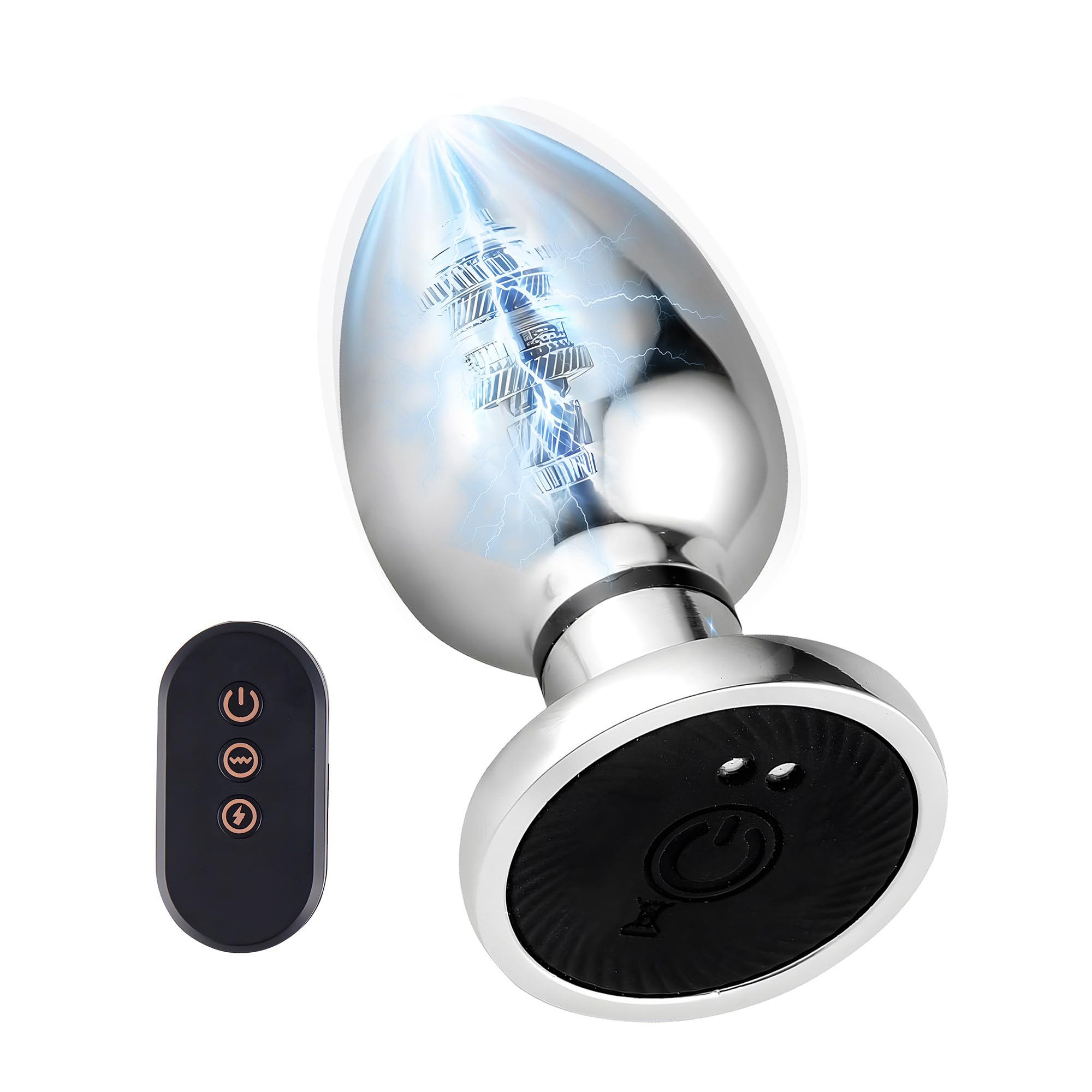 Plug Anal Fiche avec 10 Modes de Vibration et 10 Modes de Choc Electrique Acier Inoxydable Plug Anus Électrique Avec Télécommande Butt Plug Sex Toys (Taille S)