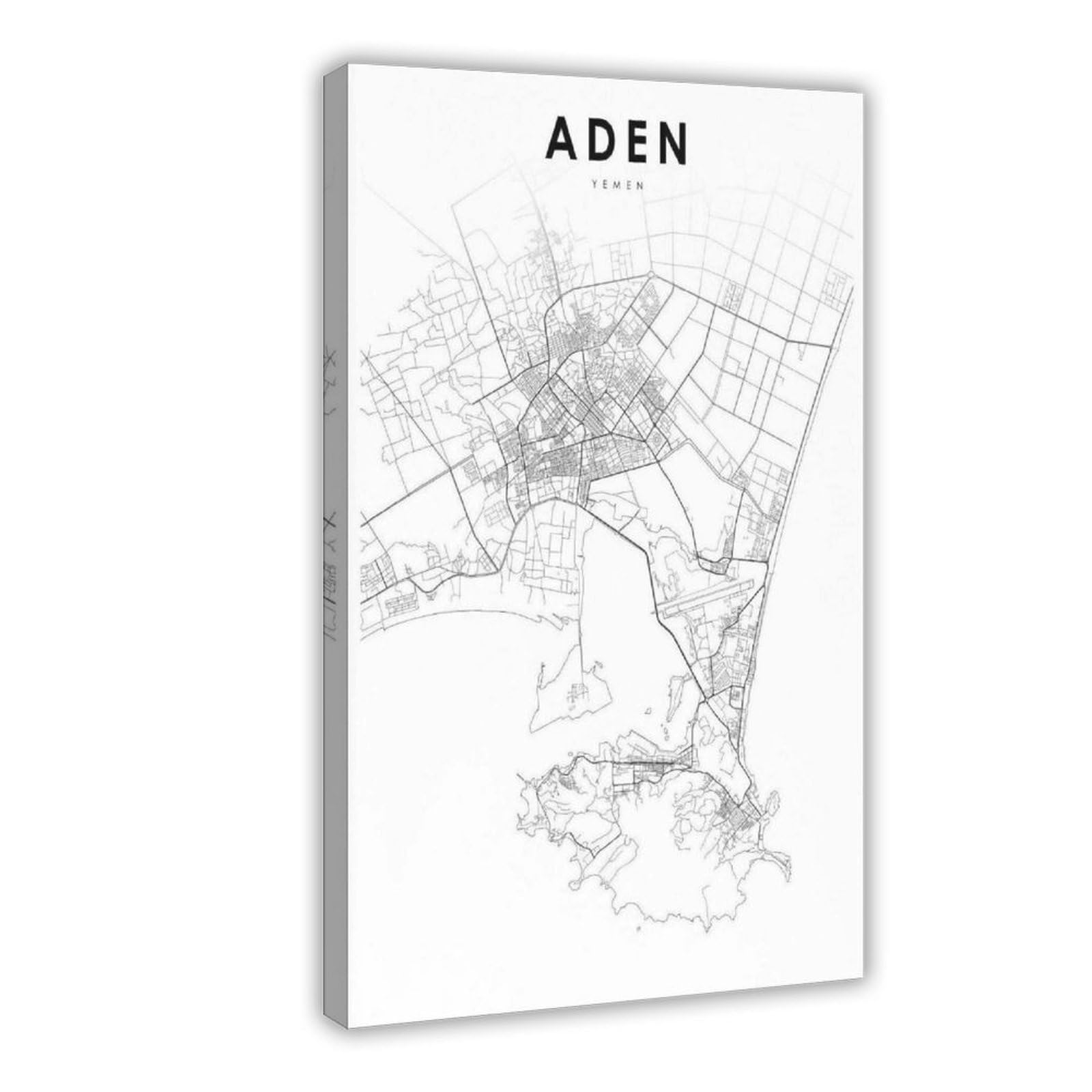 QOGDAF Aden Yemen Map Canvas Poster Bedroom Decor Landscape Office Room Decor Gift 08x12inch(20x30cm)