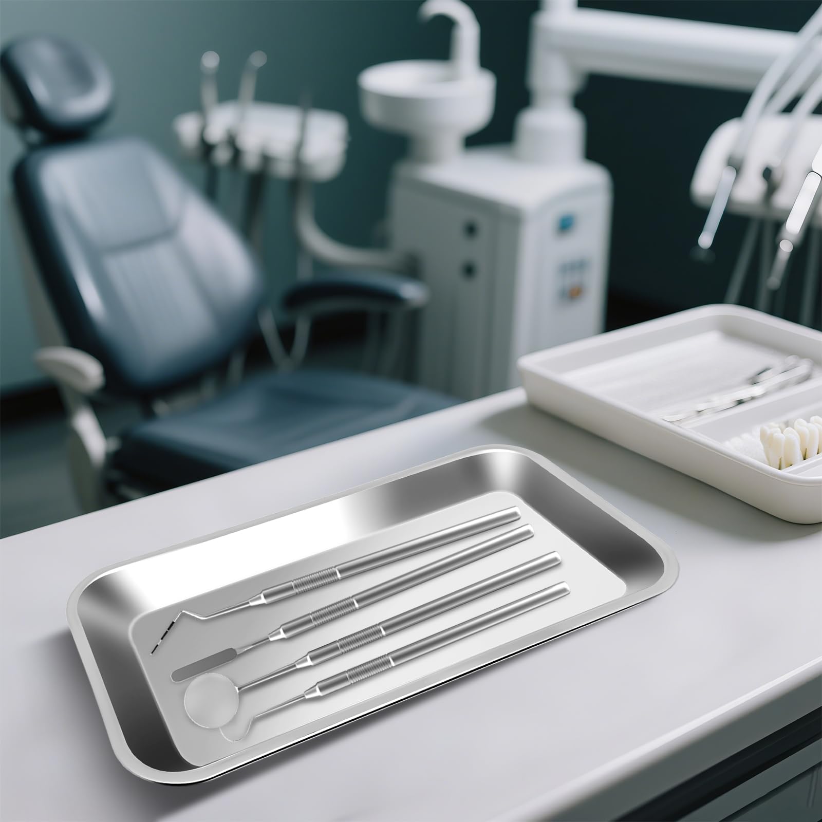 4 Pièces Plateau à Instruments, 22,5 x 11,5 x 2 cm Acier Inoxydable Plateau de Laboratoire, pour Outils de Laboratoire, Instruments