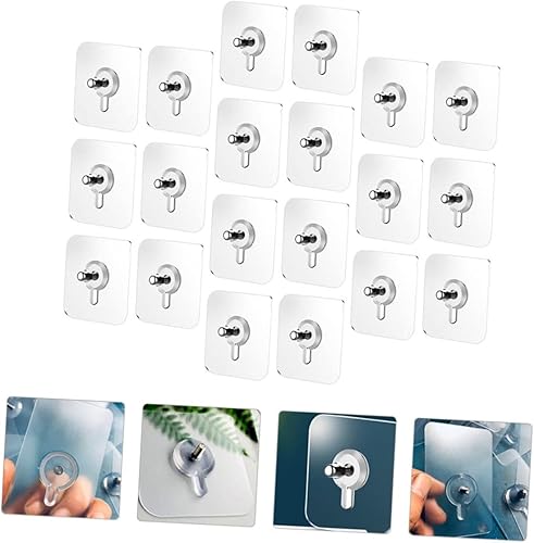 Miniatura 8 de 20 ganchos autoadhesivos sin costuras con varilla de tornillo para decoración del hogar, fuerte capacidad de peso y ganchos multiusos para organizar