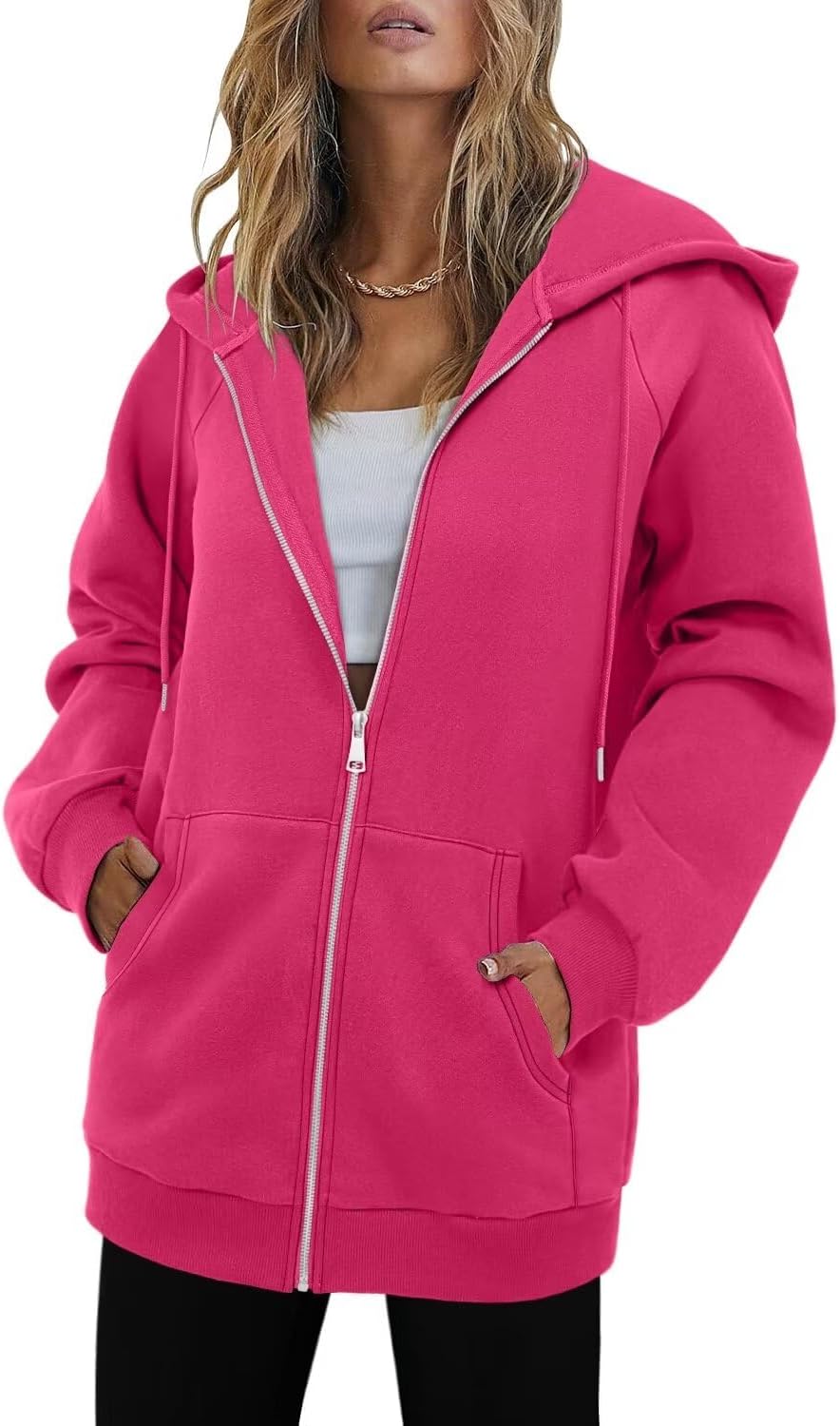 StunShow Women's Zip Up Hoodies Oversized Fleece Long Sleeve Sweatshirts Casual Fall Jacket Coat with Pocket(S-3XL) - Image 2