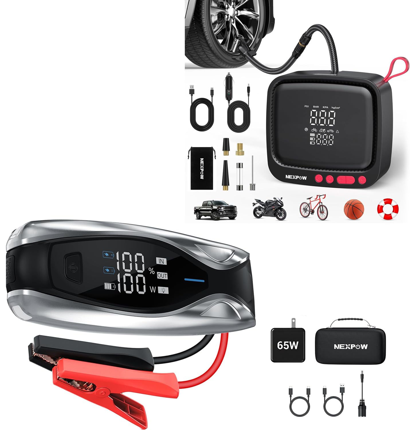 NEXPOW X7 10000A Jump Starter NP19PRO Tire Inflator Portable Air Compressor