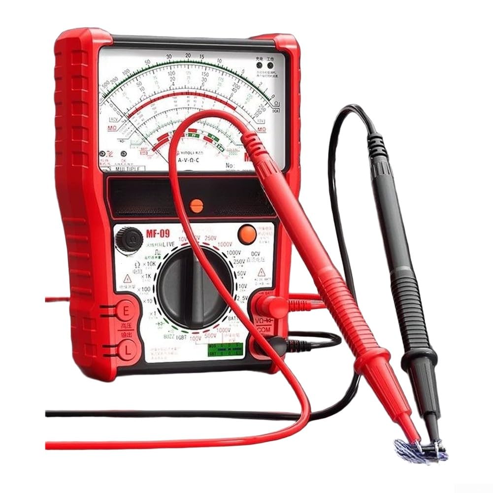 Multimetro analogico MF09 con tester di isolamento 1000 V - per voltmetro digitale ricaricabile USB C per diodi MOSFET IGBT test LED riparazione elettrica