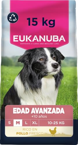 Eukanuba, alimento para Edad Avanzada con Pollo Fresco para Razas Medianas - Alimento seco Premium para Perros Senior, 15 kg
