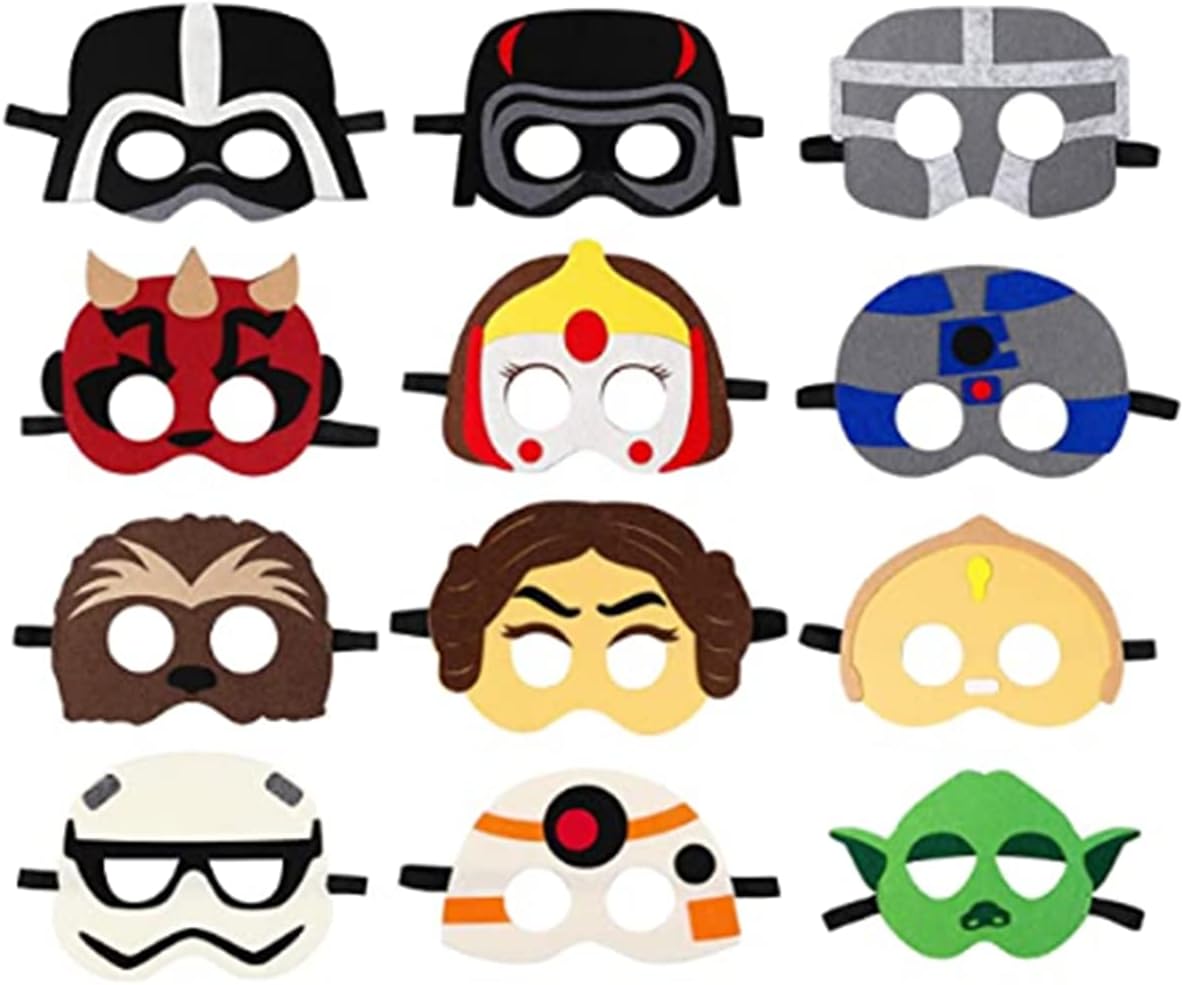 XIAOHUANXIONG Star Wars Masks,Yoda Party Masks Children Party Masquerade for Children 12SET mask and Elastic Rope,Cosplay Pretend Play Accessories Gift for Kids Boys Girls