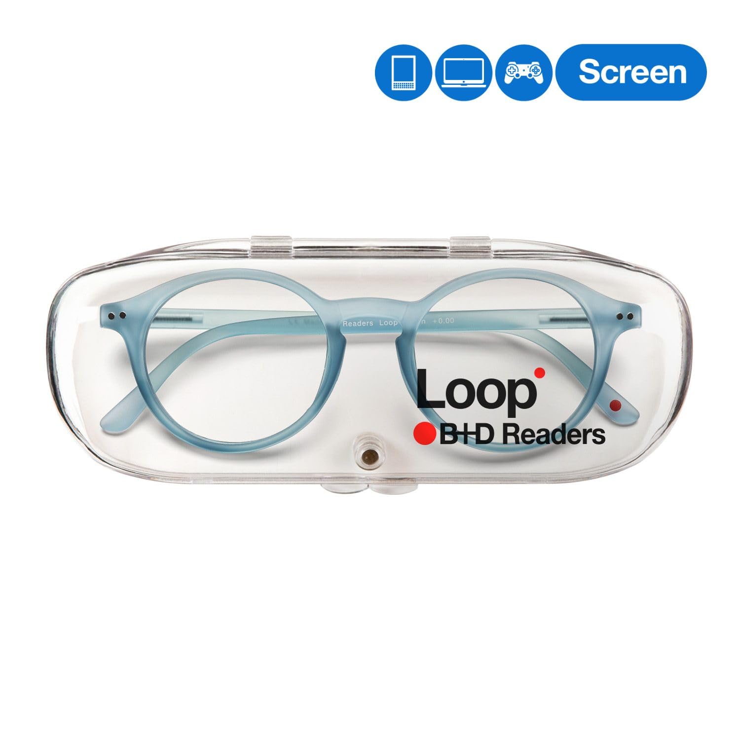 B+D, Lenti da lettura pre-graduate con luce blu, Modello Loop Readers, Colori assortiti, Unisex