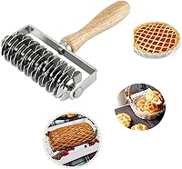 Vista 1 de INCHOO Rodillo de acero inoxidable hecho en casa para masa de celosía, cortador de pan, pastelería, herramienta para hornear, Docker de masa, rueda