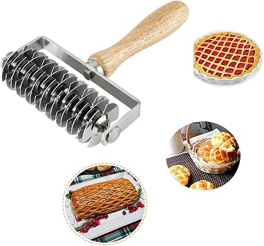 INCHOO Homemade Stainless Steel Dough Lattice Roller Cutter Bread Pastry Baking Tool Dough Docker Needle Roller Wheel