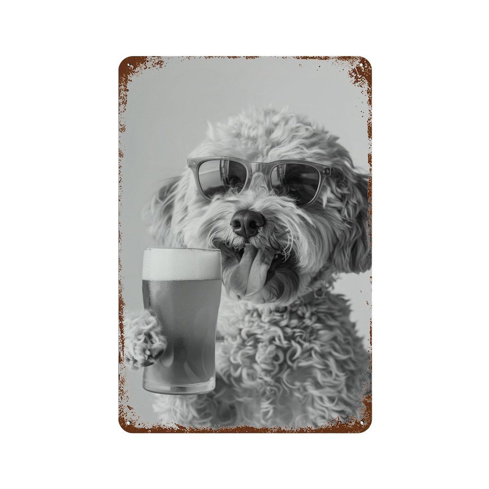 xiaoxiaoshen Cockapoo Drinking Beer Pint Wall Decor Art Metal Tin Poster Modern Home Decor Art Home Bar Shop Decorations Vintage Sign 30x20cm