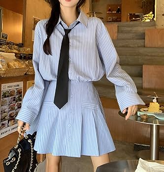 Amazon.co.jp: シャツワンピース レディース 長袖 ストライプ柄